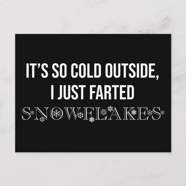 Cartão Postal It's So Cold Outside I Just Farted Snowflakes (Frente)