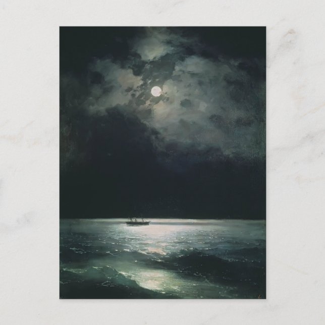Cartão Postal Ivan Aivazovsky - O Mar Negro à noite (Frente)
