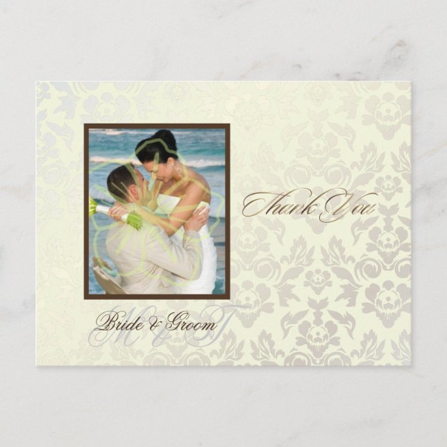 Cartão Postal Ivory Damask Obrigado Cartões-postais (Frente)
