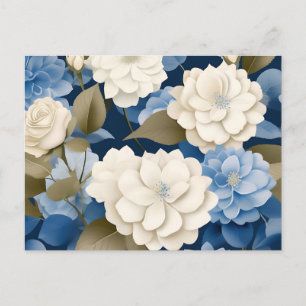 Cartão Postal Ivory e Blue Hydrangea Serenidade Floral