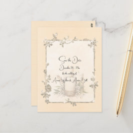 Cartão Postal Ivory Shiny Elegant Sparkly Save the Date
