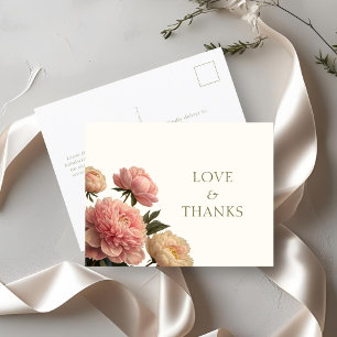 Cartão Postal Ivory & White Chic Rosa Obrigado Casamento