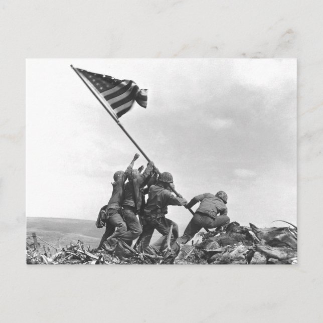 Cartão Postal Iwo Jima Levantando a Bandeira Americana (Frente)