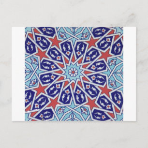 Cartão Postal Iznik Floral Étnica Tribal Turca Potéria Mosaica T