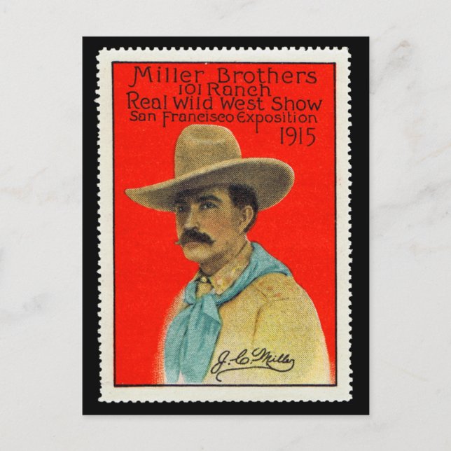 Cartão Postal J.C. Miller da placa de Poster rancho 101 (Frente)