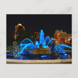 Cartão Postal J.C. Nichols Fountain em Azul, Kansas City