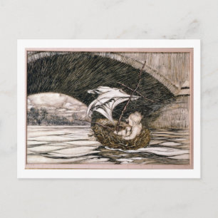Cartão Postal J.M. Barrie "Passou debaixo da ponte e veio