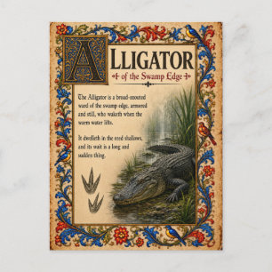 Cartão Postal Jacaré, Arte do Bestiário Medieval