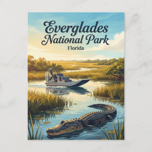 Cartão Postal Jacaré e Airboat Everglades National Park