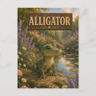 Cartão Postal Jacaré Livro de Histórias Bebê Fofo Berçário Anima