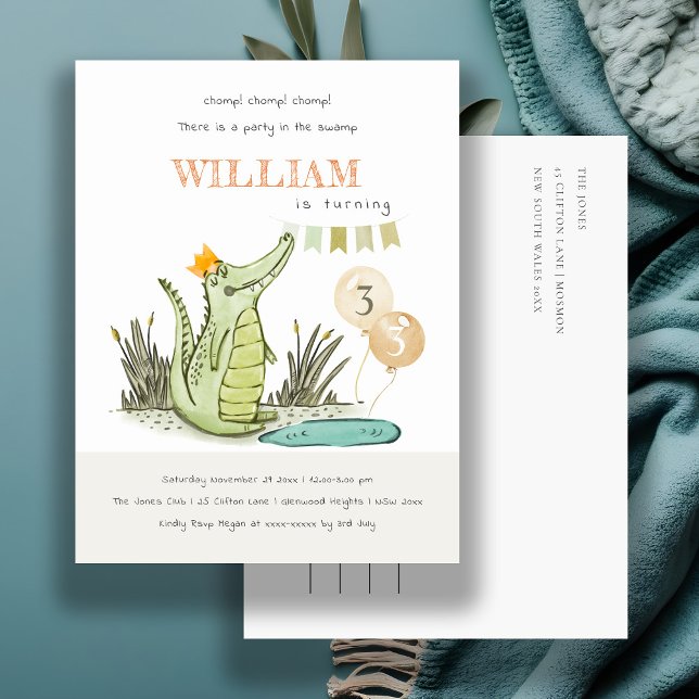 Cartão Postal Jacaré Simpático Mordendo em Pântano para Qualquer (Criador carregado)