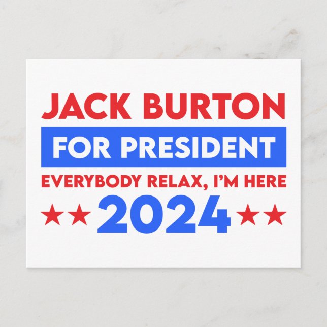 Cartão Postal Jack Burton Para Presidente 2024 (Frente)