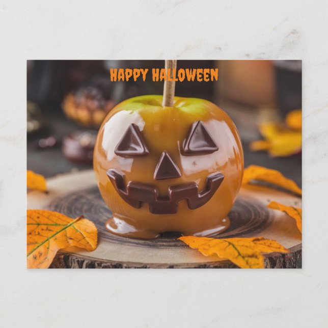 Cartão Postal jack de chocolate de carmel ou lanterna halloween (Frente)