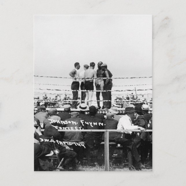 Cartão Postal Jack Johnson vs. Fireman Jim Flynn Boxing: 1912 (Frente)