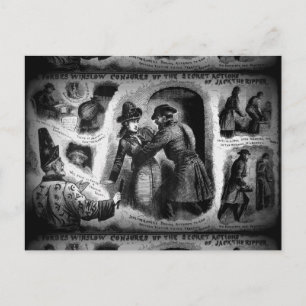 Cartão Postal Jack, o Estripador Ilustrado de Notícias Policiais