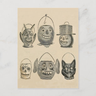 Cartão Postal Jack O' Lanterna Black Cat Lanternas