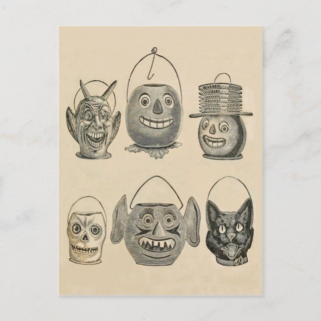 Cartão Postal Jack O' Lanterna Black Cat Lanternas (Frente)