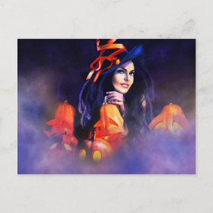 Cartão Postal Jack-O-Lanterna Bruxa