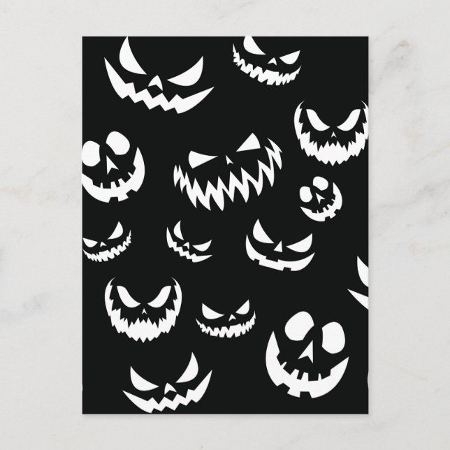 Cartão Postal Jack O Lanterna Pumpkin Rosto Preto e Branco (Frente)