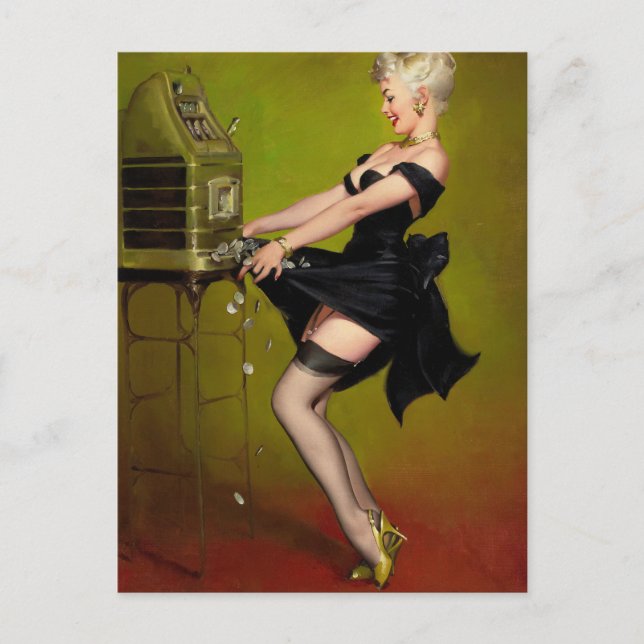 Cartão Postal Jackpot Woman Art Pinup (Frente)