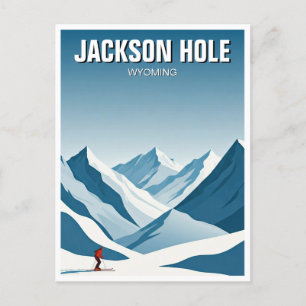 Cartão Postal Jackson Hole Skiing Skier Viagem