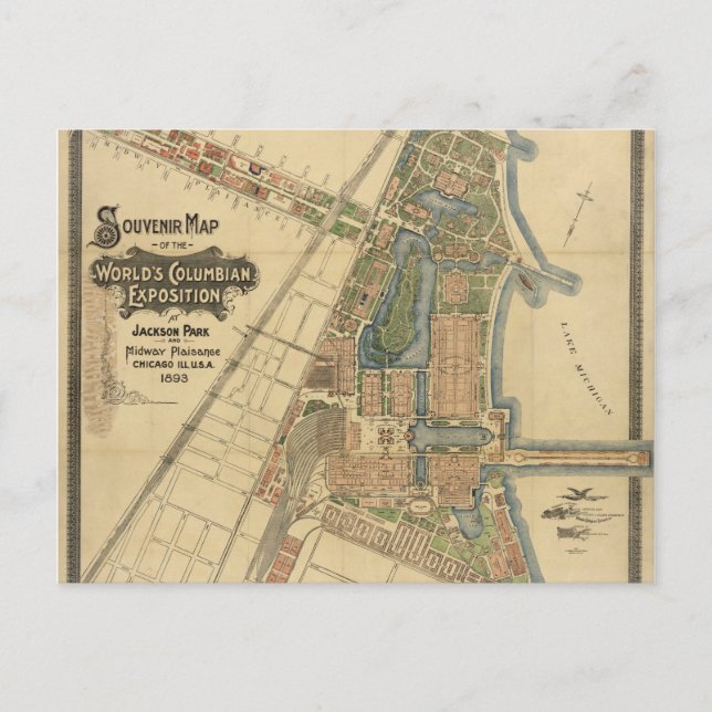 Cartão Postal Jackson Park & Midway Plaisance, Chicago, Illinois (Frente)