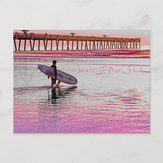 Cartão Postal Jacksonville Beach Surfer (Frente)