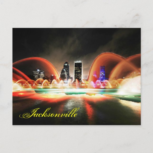 Cartão Postal Jacksonville, Flórida e a Friendship Fountain (Frente)