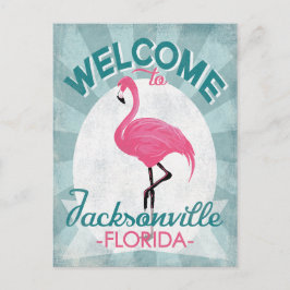Cartão Postal Jacksonville Flórida Flamingo Rosa Retro