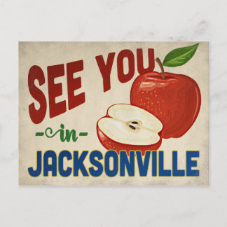 Cartão Postal Jacksonville Flórida Maçã - Viagem Antiga