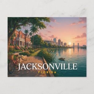 Cartão Postal Jacksonville Flórida Orla do Rio Viagem 