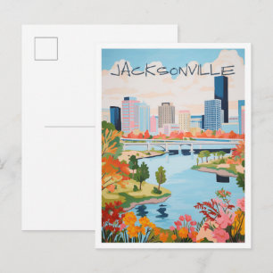Cartão Postal Jacksonville Flórida Viagem Arte