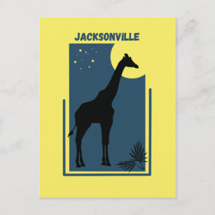 Cartão Postal Jacksonville Zoo Florida Vintage Giraffe