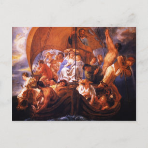 Cartão Postal Jacob Jordaens - A Sagrada Família num barco