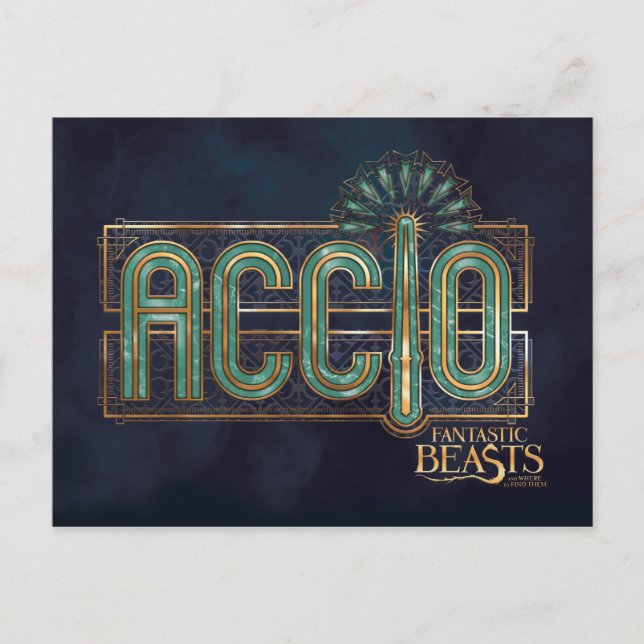 Cartão Postal Jade Art Deco ACCIO™ Spell Graphic (Frente)