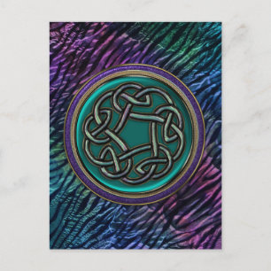 Cartão Postal Jade Green Metal Celtic Knot