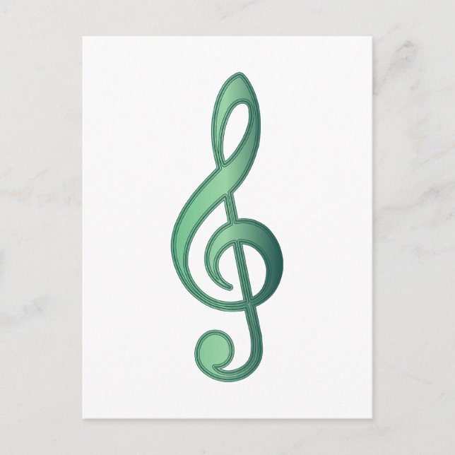 Cartão Postal Jade Green Treble Clef (Frente)