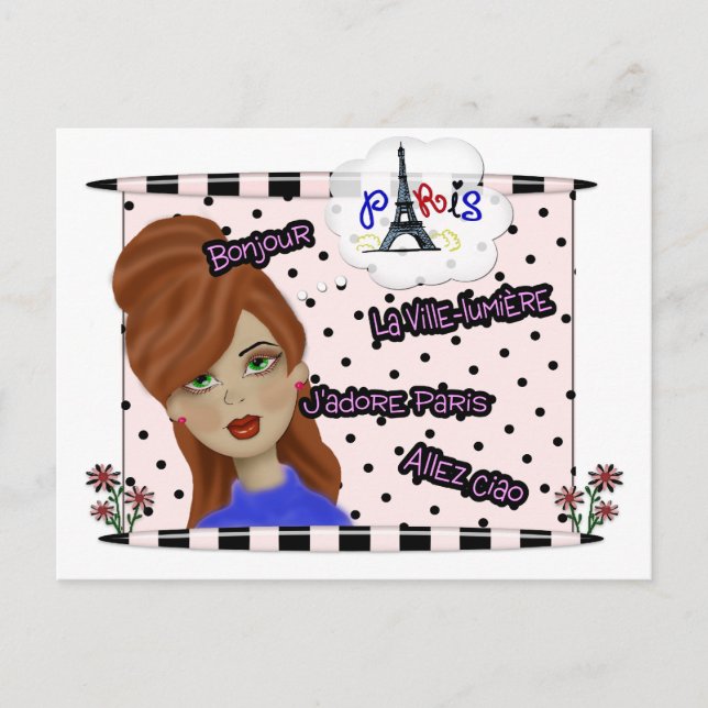 Cartão Postal J'adore Paris Diva (Frente)