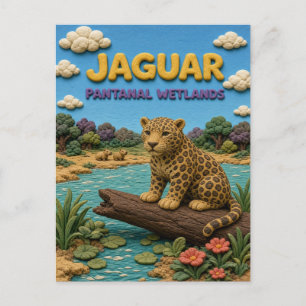 Cartão Postal Jaguar Pantanal Áreas Alagadas Moderno KlayKoo