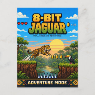 Cartão Postal Jaguar, Retro Arte Pixel 8-Bit