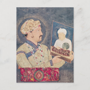 Cartão Postal Jahangir segurando um retrato do Imperador Akbar