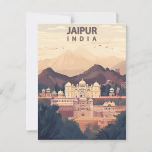 Cartão Postal Jaipur Índia Cidade Rosa Viagem Antiga