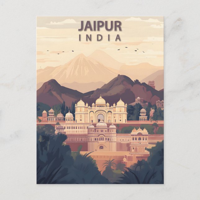 Cartão Postal Jaipur Índia Cidade Rosa Viagem Antiga (Frente)