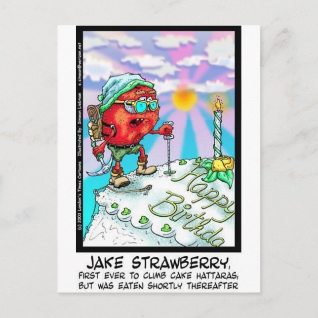 Cartão Postal Jake Strawberry Funny Dessert Gifts & Links (Frente)