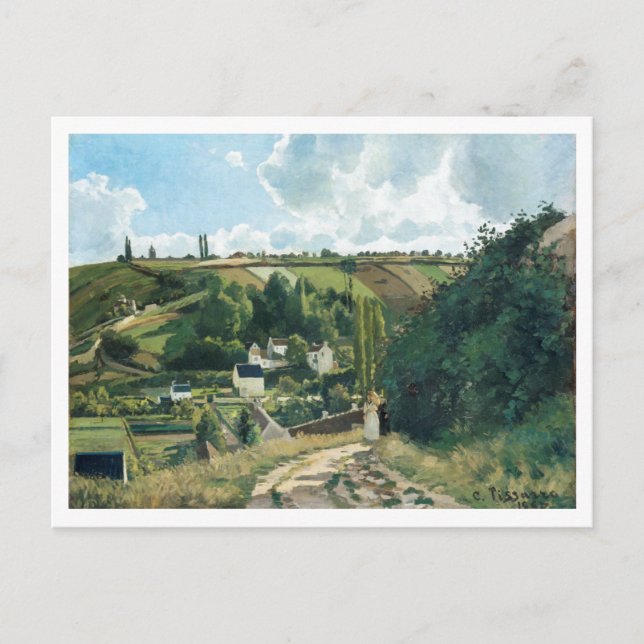 Cartão Postal Jalais Hill, Pontoise (1867) por Camille Pissarro (Frente)