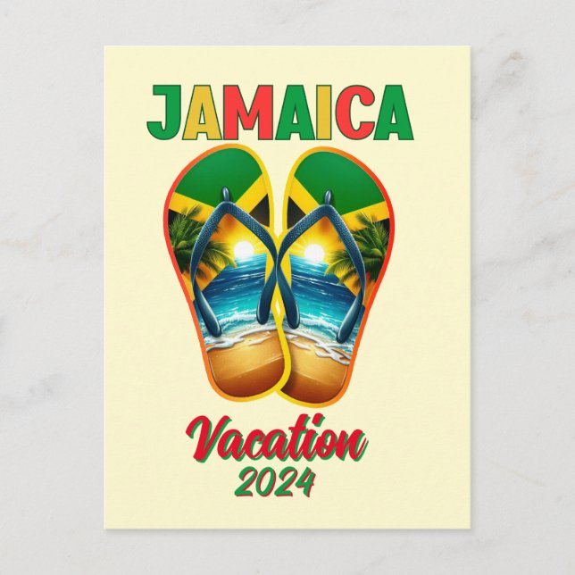 Cartão Postal Jamaica 2024 Férias de Chinelo Tropical Beach  (Frente)