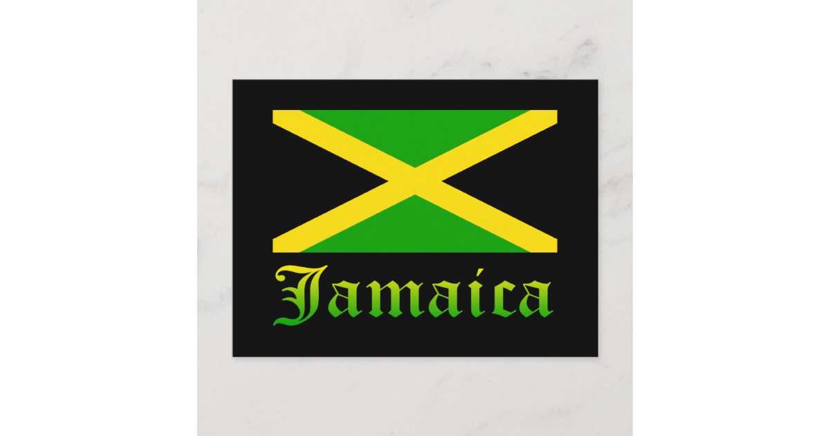 Cartão Postal Jamaica Flag, Black, Green and Yellow Zazzle Brasil