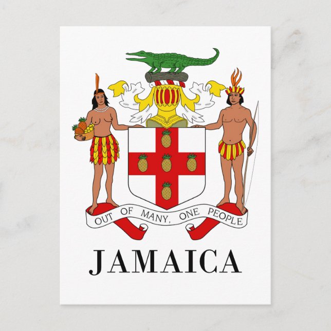 Cartão Postal JAMAICA - símbolo/casaco de armas/bandeira/cores/e (Frente)