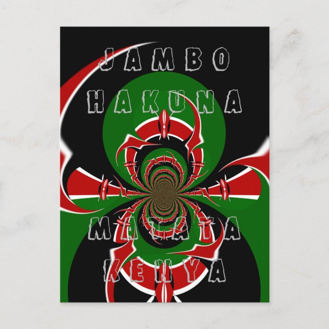 Cartão Postal Jambo HAKUNA MATATA Quênia Black Red Fla Art (Frente)