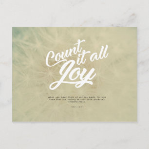 Cartão Postal James 1:2-3 - Conte tudo de alegria